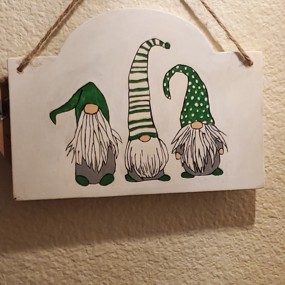 Gnomes Hand Painted Christmas Wall Decor